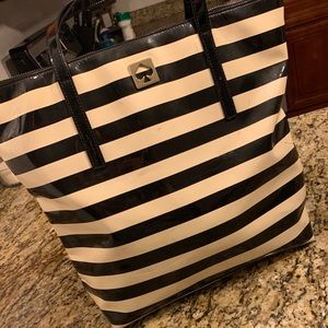 Kate spade stripes zipper tote shoulder bag purse